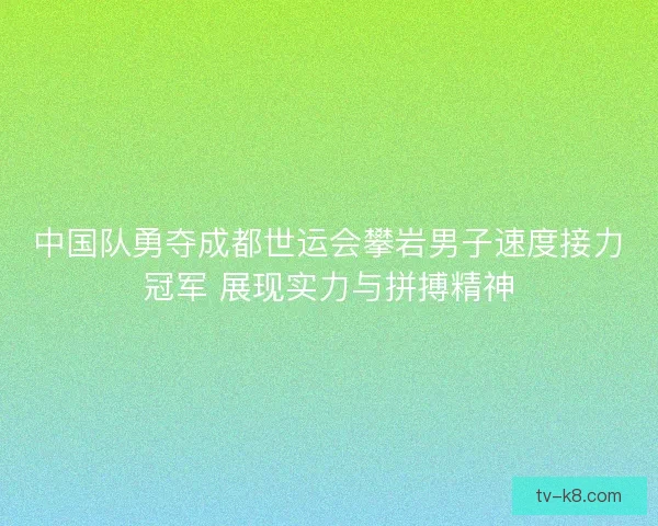 中国队勇夺成都世运会攀岩男子速度接力冠军 展现实力与拼搏精神 中国队勇夺成都世运会攀岩男子速度接力冠军 展现实力与拼搏精神